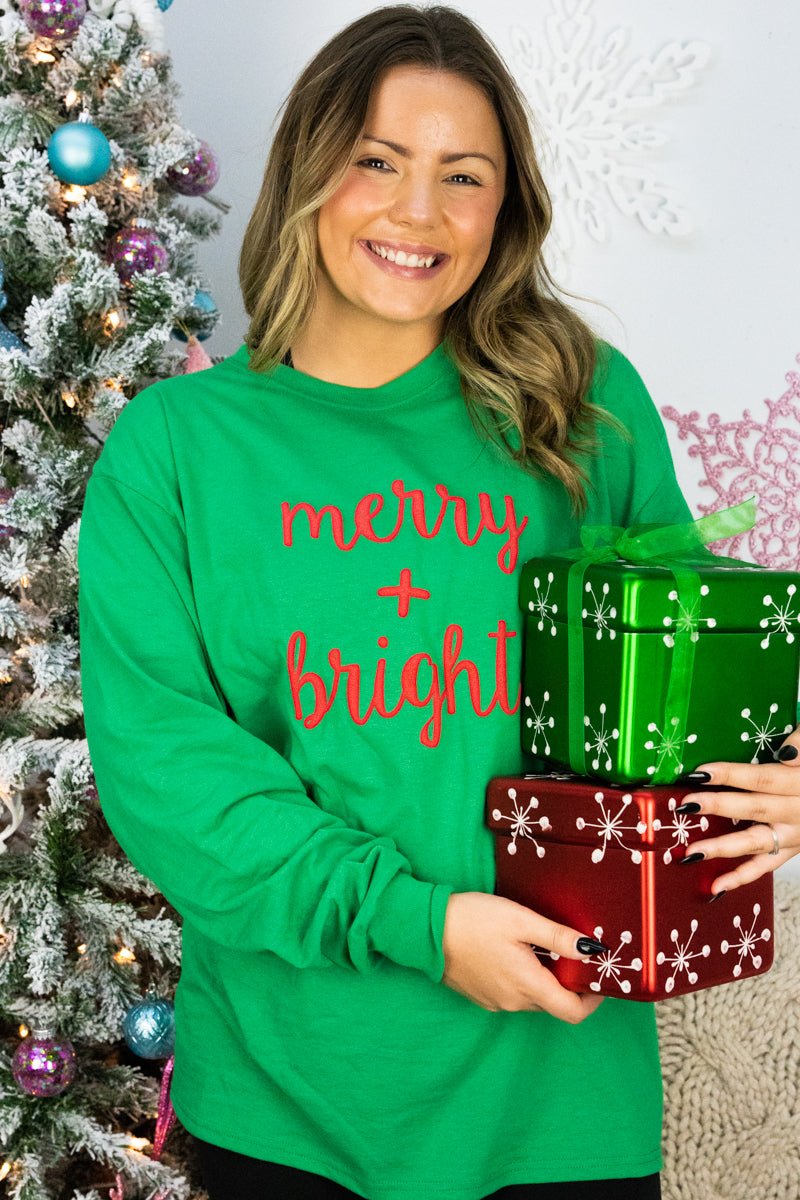 Merry + Bright Puff Vinyl Unisex Dri-Power Long-Sleeve 50/50 Tee - Wholesale Accessory Market