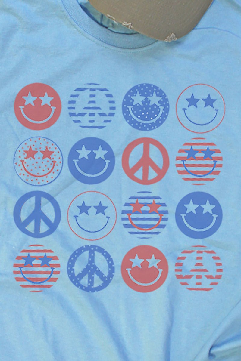 4th Of July Happy Faces Dri-Power 50/50 Tee - Wholesale Accessory Market