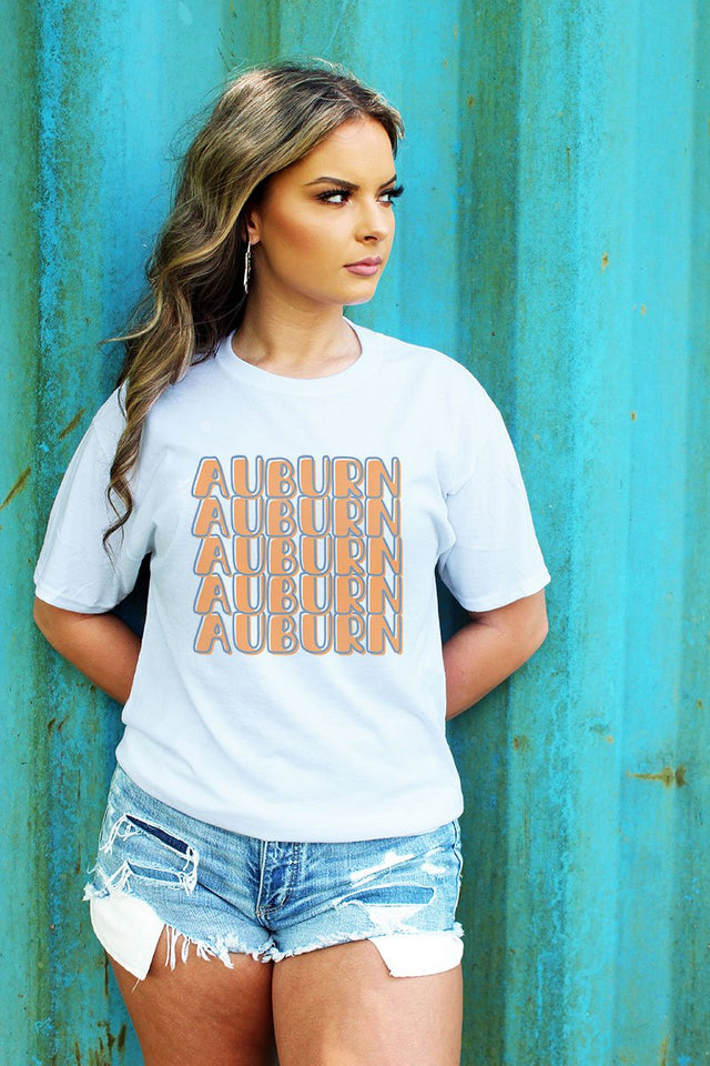 Distressed Stacked Auburn Dri-Power 50/50 Tee - Wholesale Accessory Market