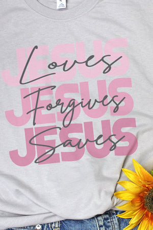 Jesus Loves Forgives Saves Unisex Dri-Power 50/50 Tee - Wholesale Accessory Market