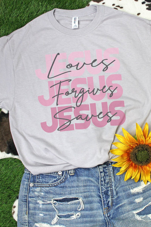 Jesus Loves Forgives Saves Unisex Dri-Power 50/50 Tee - Wholesale Accessory Market