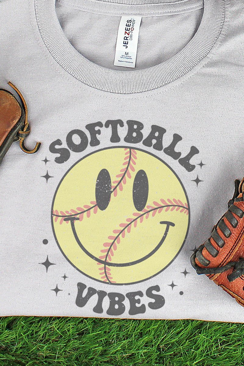 Happy Face Softball Vibes Unisex Dri-Power 50/50 Tee - Wholesale Accessory Market