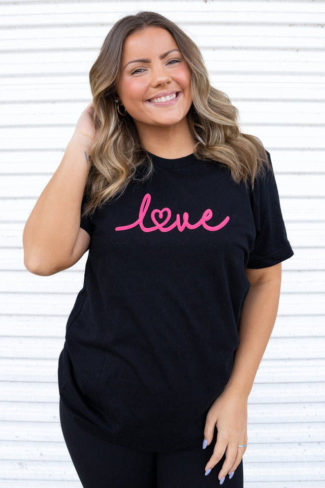 Script Love Puff Vinyl Unisex Short Sleeve T-Shirt - Wholesale Accessory Market