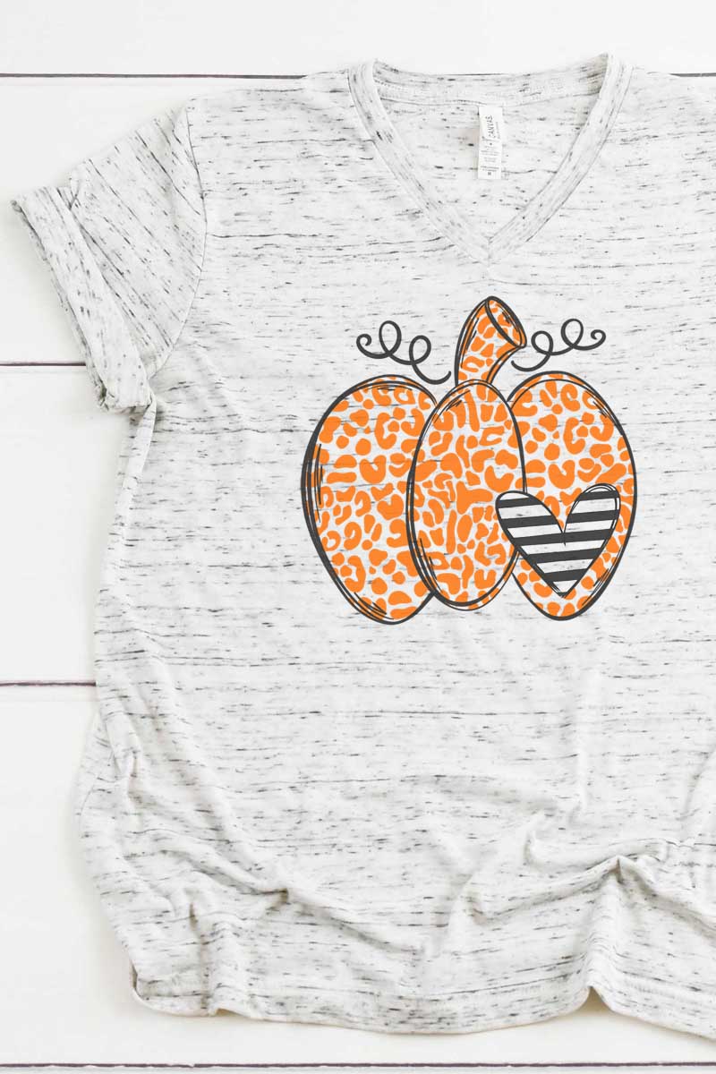 Spotted Pumpkin Heart Unisex V-Neck Tee - Wholesale Accessory Market