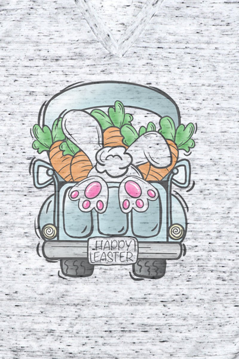 Happy Easter Cottontail Truck Unisex V-Neck Tee - Wholesale Accessory Market