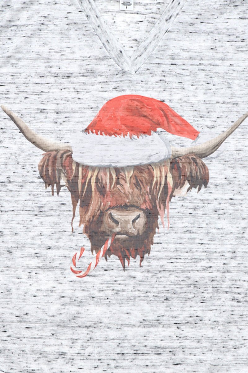 Highland Cow Christmas Unisex V-Neck Tee - Wholesale Accessory Market