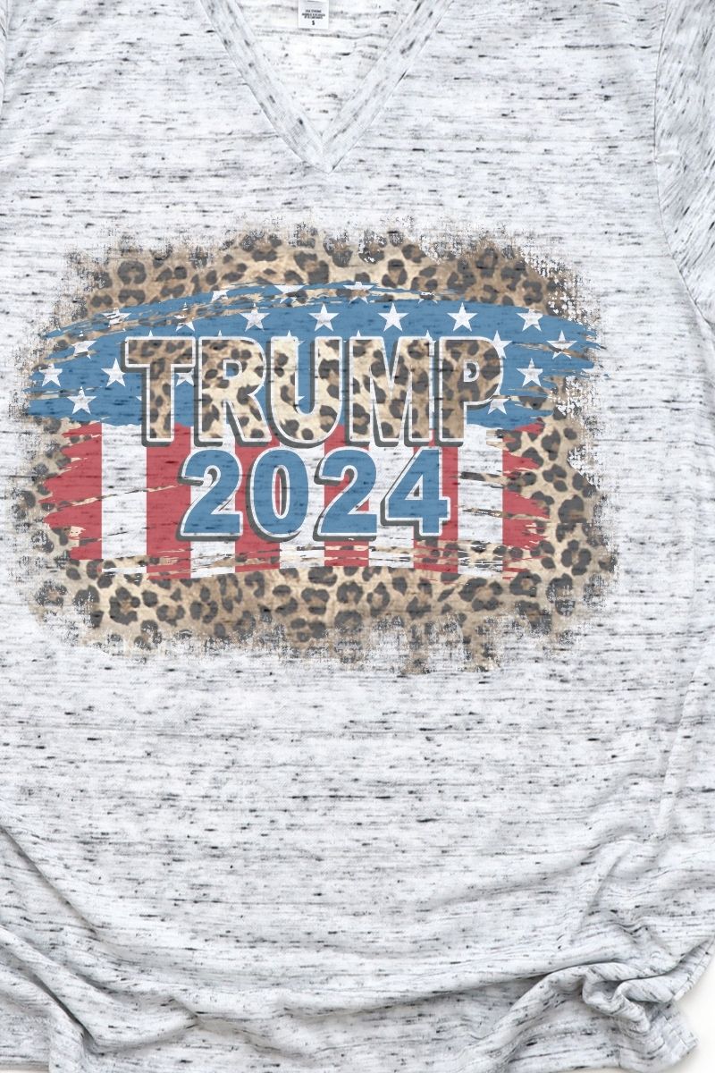 Leopard Trump 2024 Unisex V-Neck Tee - Wholesale Accessory Market