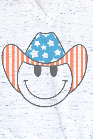 Patriotic Cowboy Happy Face Unisex V-Neck Tee - Wholesale Accessory Market