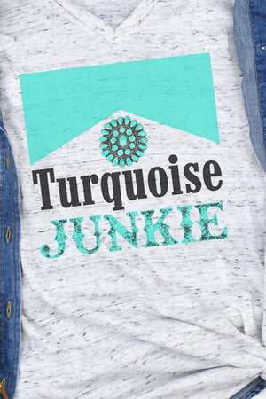 Turquoise Junkie Unisex V-Neck Tee - Wholesale Accessory Market