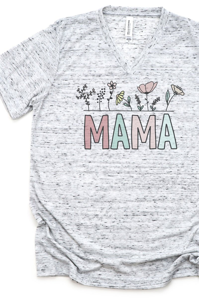 Pastel Bloom Mama Unisex V-Neck Tee - Wholesale Accessory Market