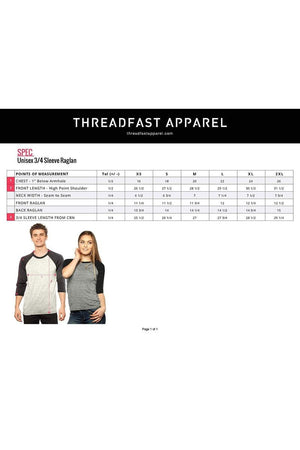 Threadfast Unisex Triblend 3/4-Sleeve Raglan, Cream/Navy Triblend *Personalize It - Wholesale Accessory Market