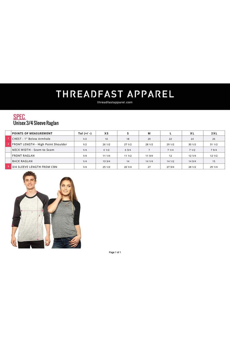 Threadfast Unisex Triblend 3/4-Sleeve Raglan, Gray/Red Triblend *Personalize It - Wholesale Accessory Market