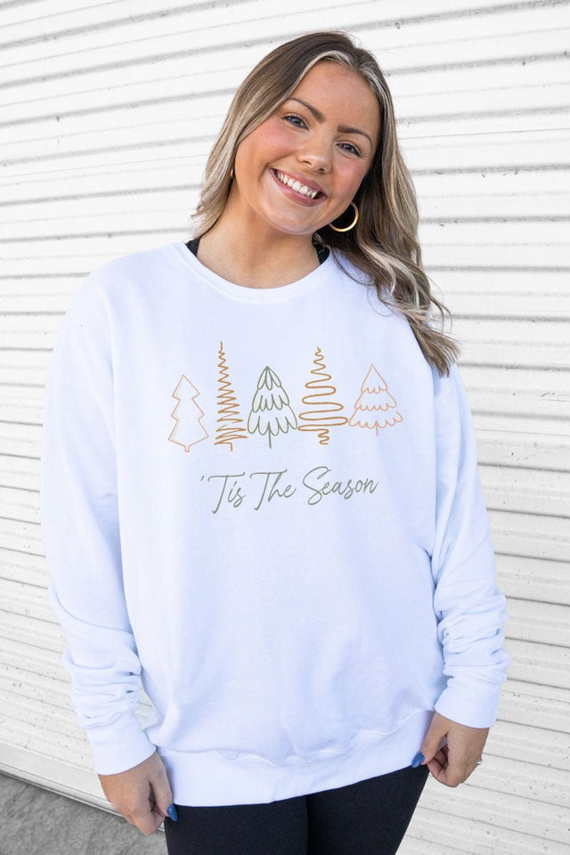 'Tis The Season Christmas Trees Unisex Fleece Crew - Wholesale Accessory Market