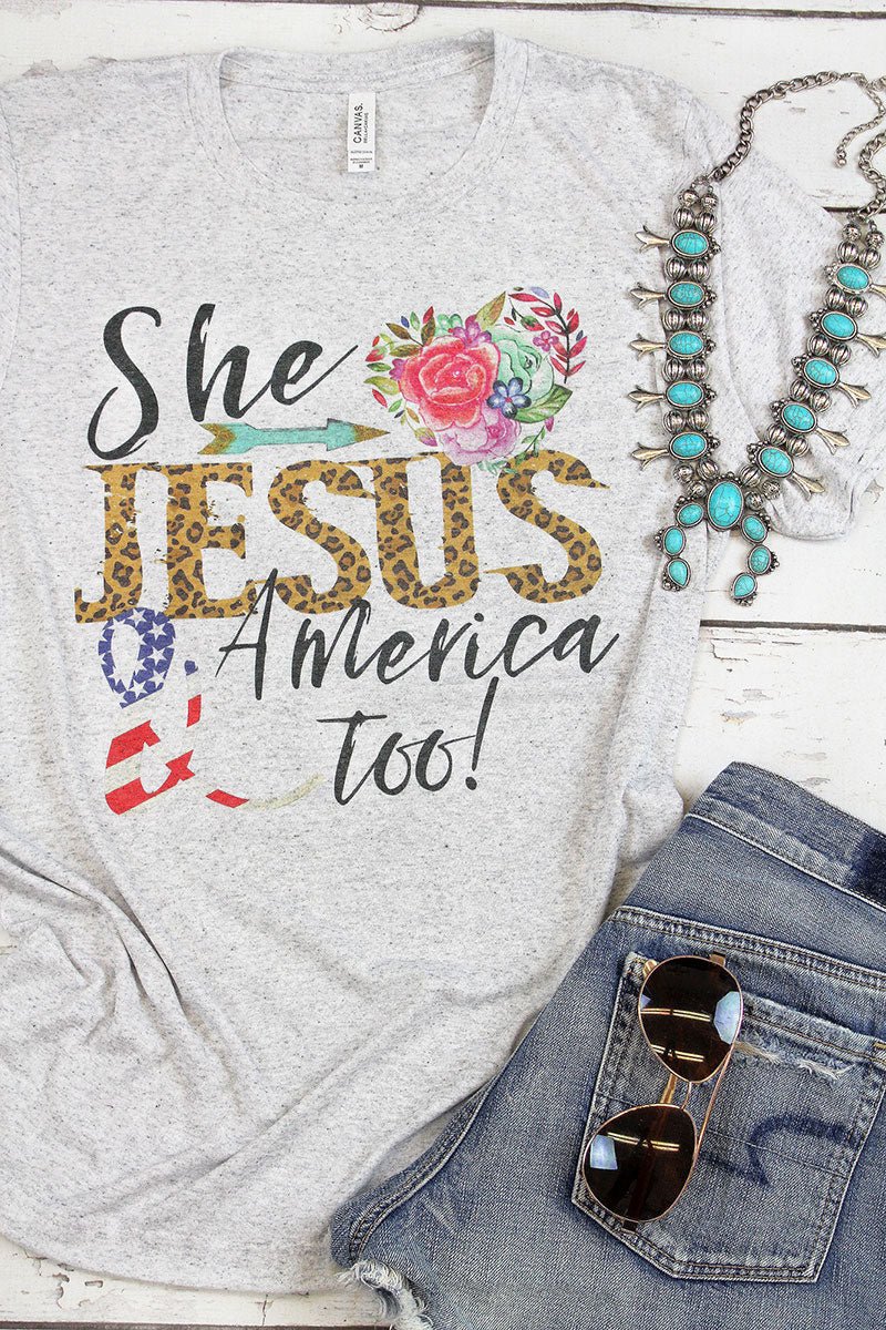 Leopard Jesus & America Too Unisex Tri-Blend Short Sleeve Tee - Wholesale Accessory Market