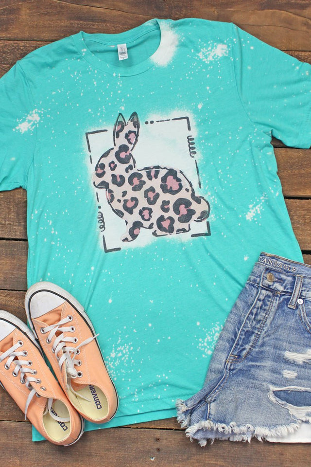 Bleached Doodle Bunny Leopard Tri-Blend Short Sleeve Tee - Wholesale Accessory Market