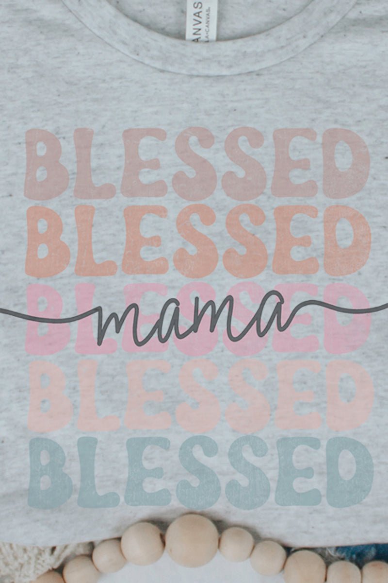 Blessed Mama Stacked Tri-Blend Short Sleeve Tee - Wholesale Accessory Market