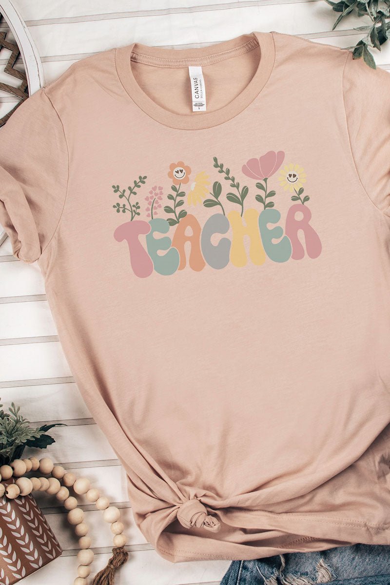 Blossoming Teacher Tri-Blend Short Sleeve Tee - Wholesale Accessory Market