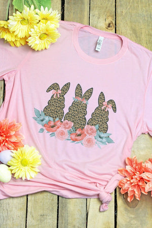 Bunny Trio Leopard Tri-Blend Short Sleeve Tee - Wholesale Accessory Market