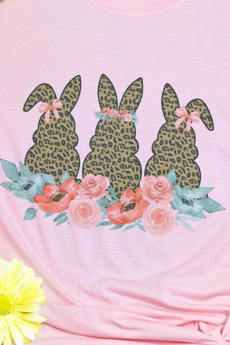 Bunny Trio Leopard Tri-Blend Short Sleeve Tee - Wholesale Accessory Market