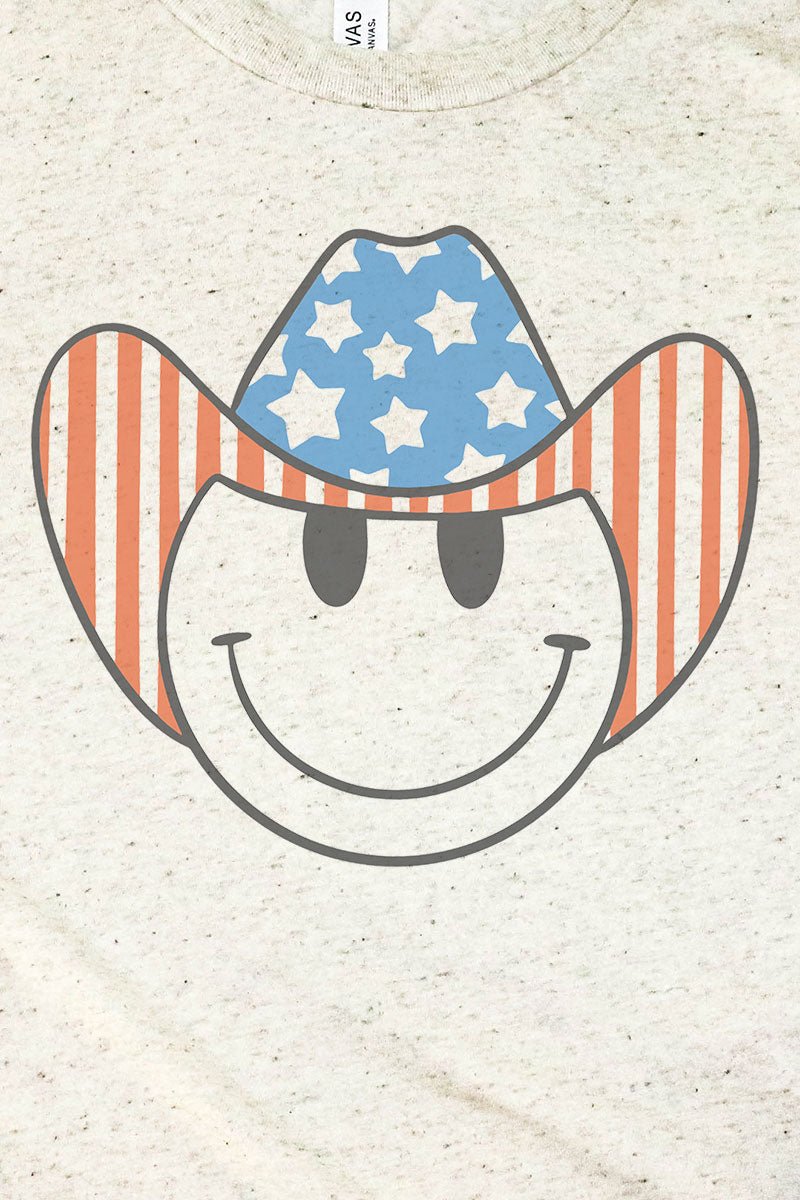 Patriotic Cowboy Happy Face Tri-Blend Short Sleeve Tee - Wholesale Accessory Market