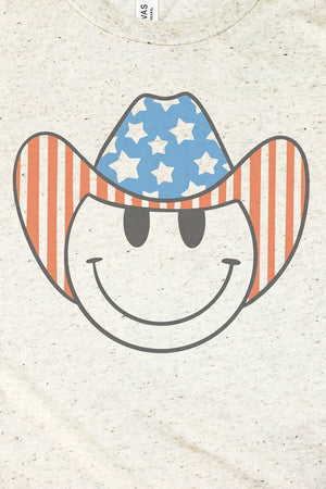 Patriotic Cowboy Happy Face Tri-Blend Short Sleeve Tee - Wholesale Accessory Market