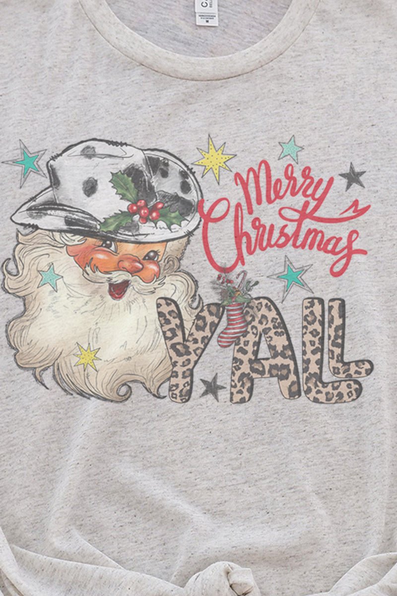 Santa Merry Christmas Y'all Tri-Blend Short Sleeve Tee - Wholesale Accessory Market