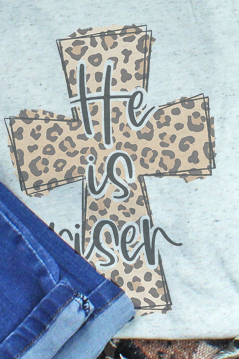 Cross Leopard He Is Risen Tri-Blend Short Sleeve Tee - Wholesale Accessory Market