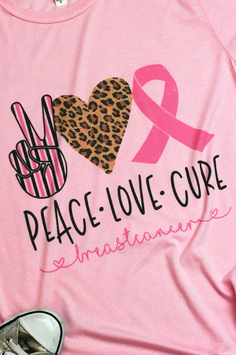 Peace Love Pink Ribbon Tri-Blend Short Sleeve Tee - Wholesale Accessory Market