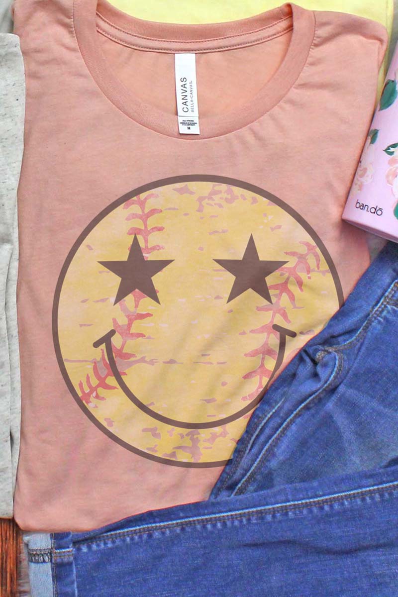 Softball Happy Face Short Sleeve Tee - Wholesale Accessory Market