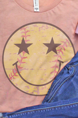 Softball Happy Face Short Sleeve Tee - Wholesale Accessory Market