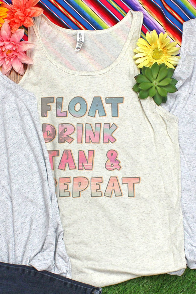 Float Drink Tan Repeat Unisex Jersey Tank - Wholesale Accessory Market