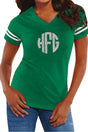 L.A.T. Ladies' Fine Jersey Football T-Shirt, Green/White *Personalize It - Wholesale Accessory Market