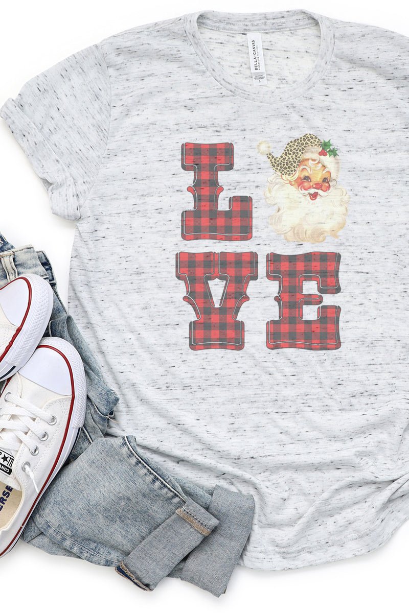 Love Santa Buffalo Plaid Unisex Short Sleeve Tee - Wholesale Accessory Market