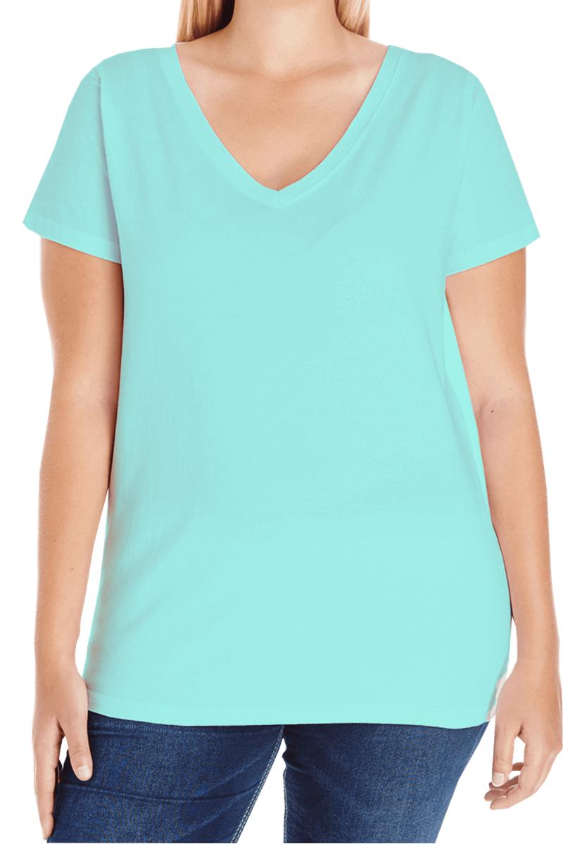 L.A.T. Ladies Curvy V-Neck Tee - Wholesale Accessory Market