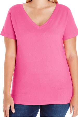 L.A.T. Ladies Curvy V-Neck Tee - Wholesale Accessory Market