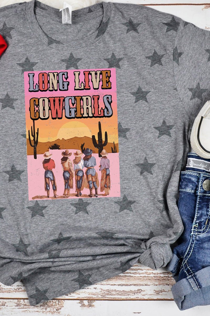 Pink Sunset Long Live Cowgirls Unisex Five Star Tee - Wholesale Accessory Market