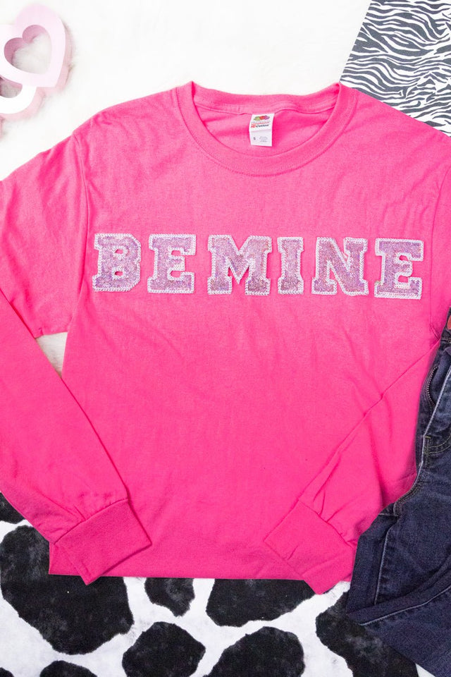 Be Mine Pink Sparkle Patch Unisex HD Cotton Long Sleeve Tee - Wholesale Accessory Market