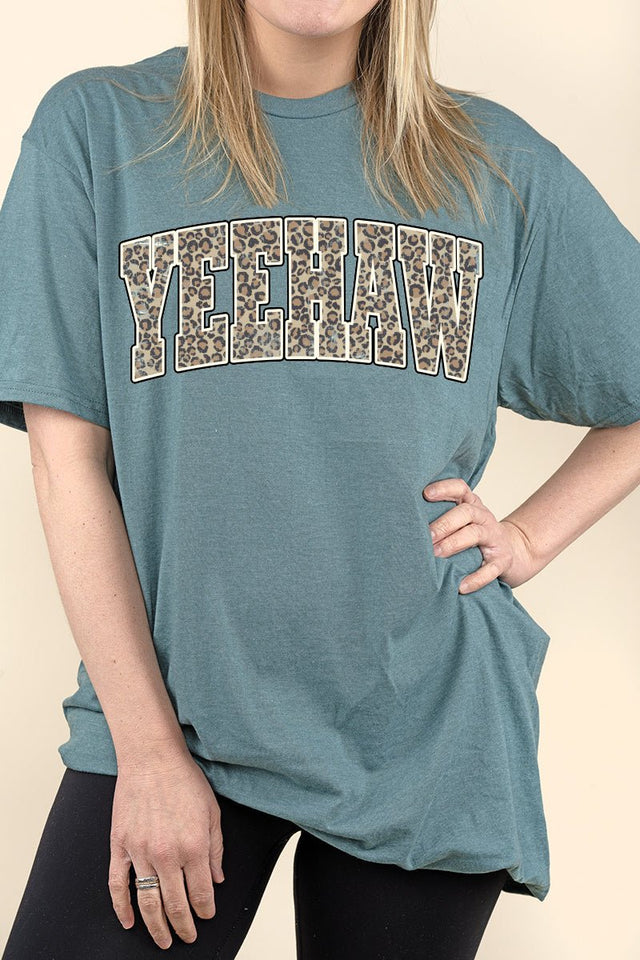 Arched Yeehaw Leopard Perfect-T Shirt - Wholesale Accessory Market