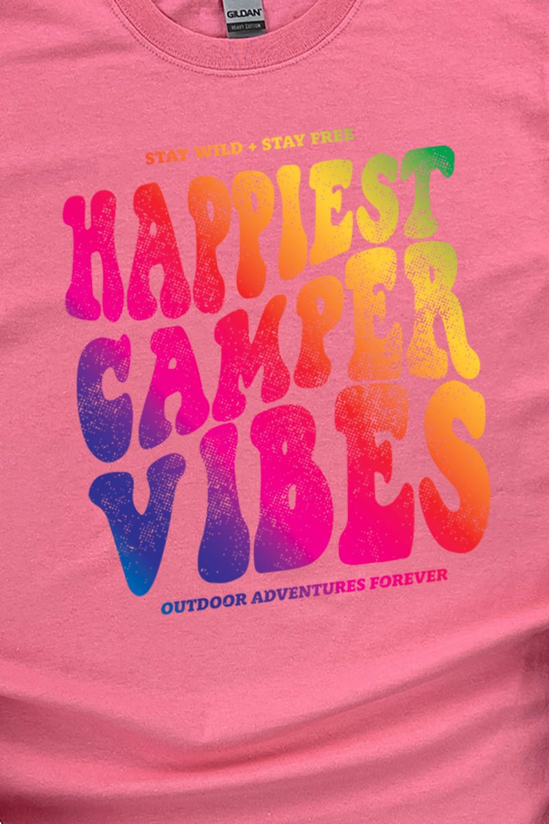 Happiest Camper Vibes Short Sleeve Relaxed Fit T-Shirt - Wholesale Accessory Market