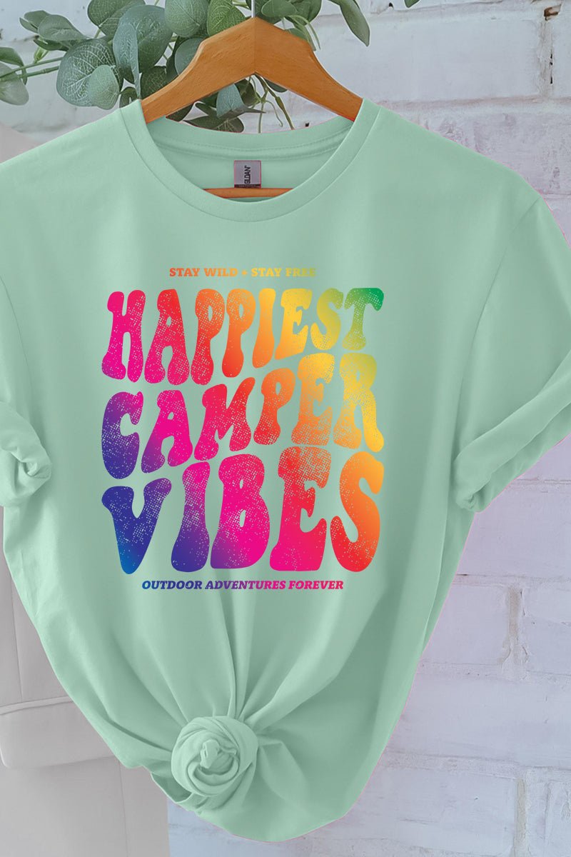 Happiest Camper Vibes Short Sleeve Relaxed Fit T-Shirt - Wholesale Accessory Market