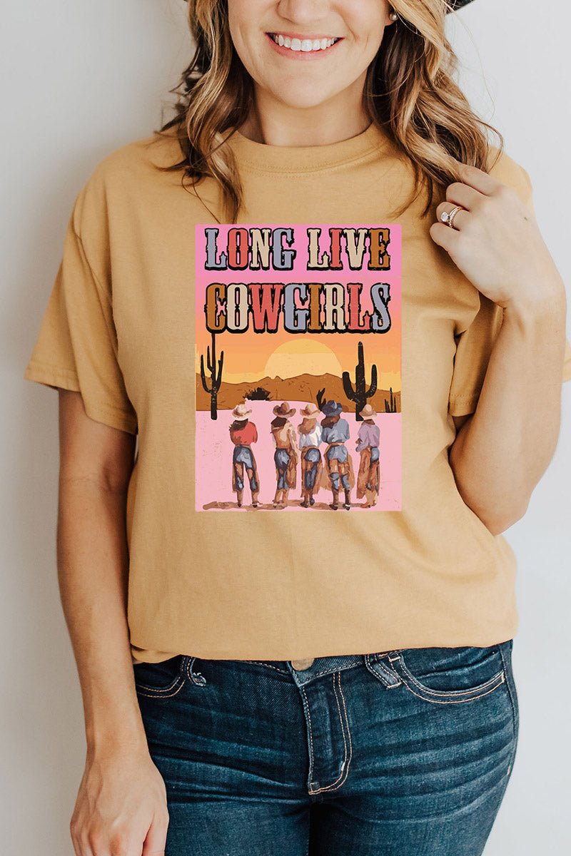 Pink Sunset Long Live Cowgirls Short Sleeve Relaxed Fit T-Shirt - Wholesale Accessory Market