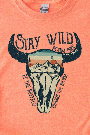 Stay Wild Roam Free Short Sleeve Relaxed Fit T-Shirt - Wholesale Accessory Market