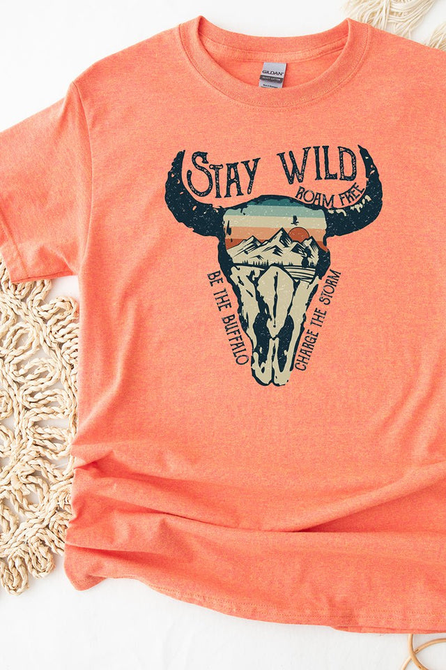 Stay Wild Roam Free Short Sleeve Relaxed Fit T-Shirt - Wholesale Accessory Market