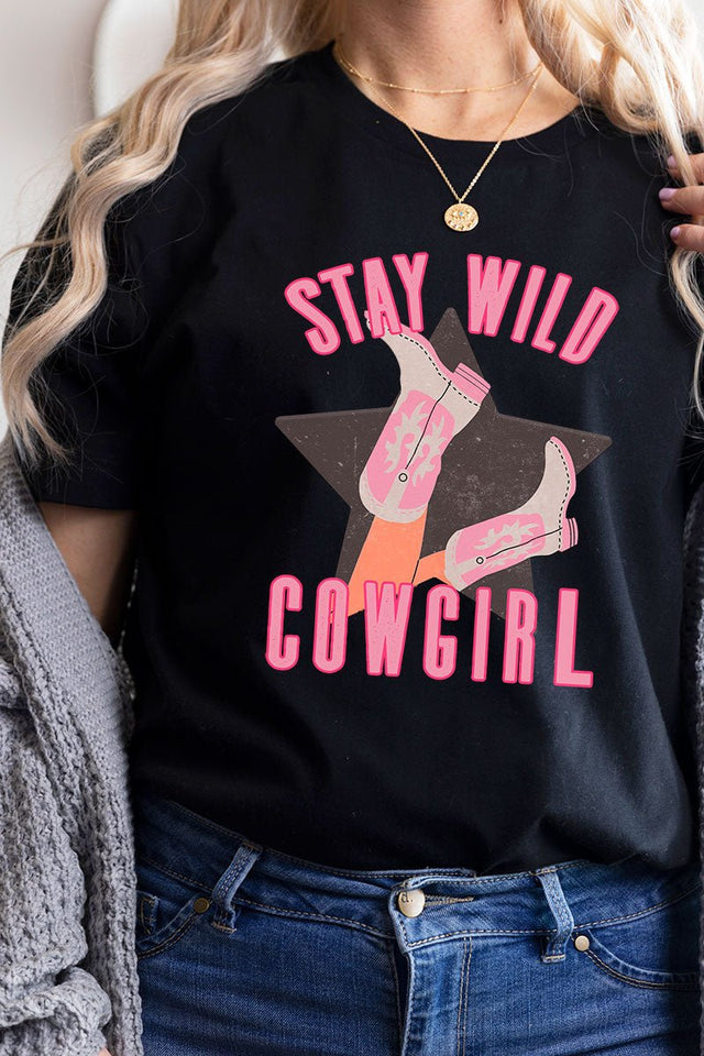 Stay Wild Cowgirl Short Sleeve Relaxed Fit T-Shirt - Wholesale Accessory Market