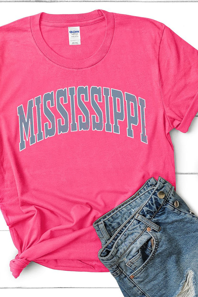 Athletic Varsity Mississippi Short Sleeve Relaxed Fit T-Shirt - Wholesale Accessory Market