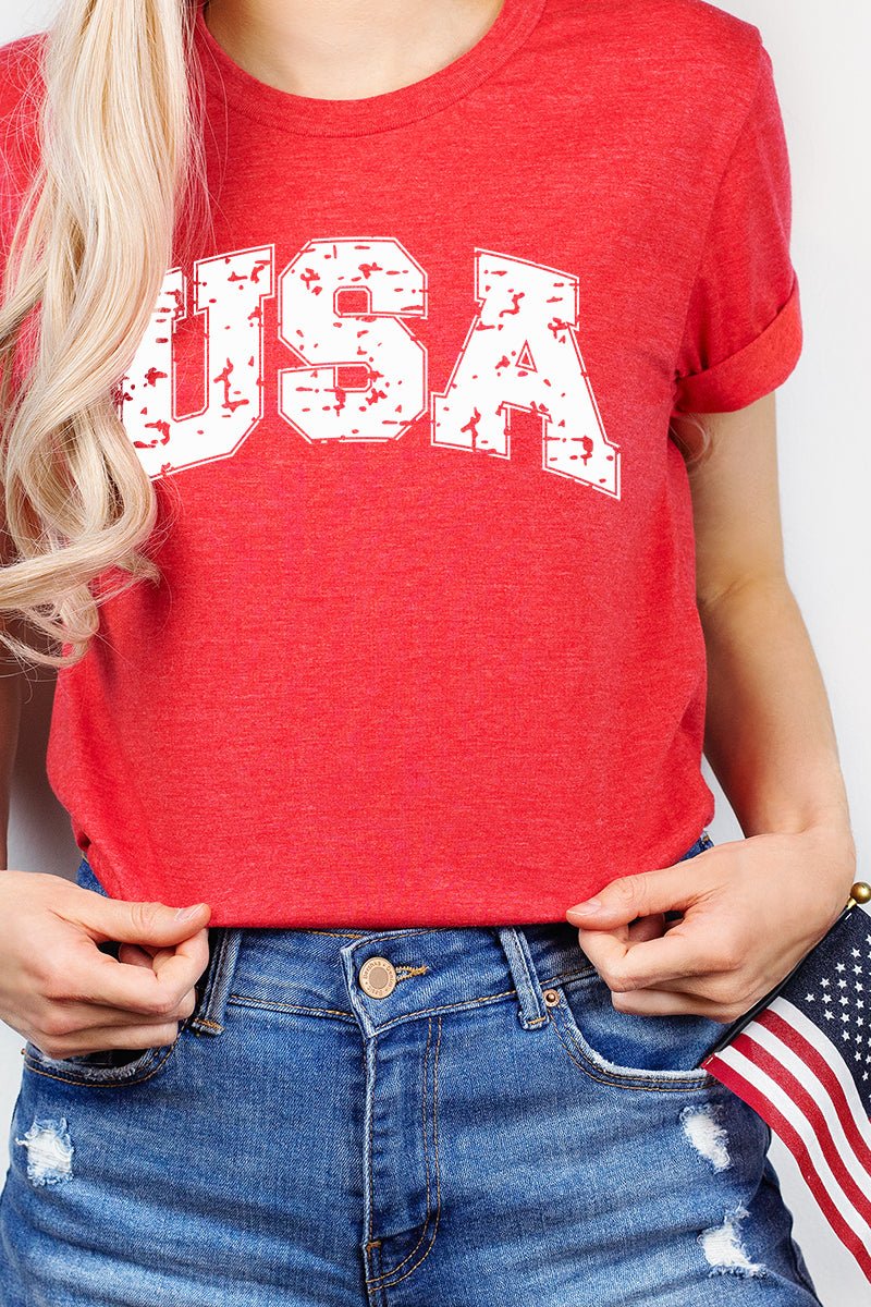 Distressed USA Short Sleeve Relaxed Fit T-Shirt - Wholesale Accessory Market