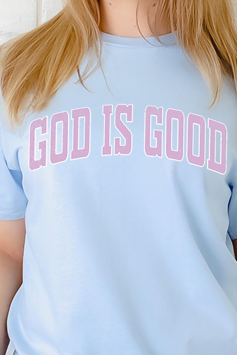 Distressed Varsity God Is Good Short Sleeve Relaxed Fit T-Shirt - Wholesale Accessory Market