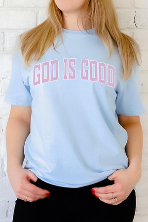 Distressed Varsity God Is Good Short Sleeve Relaxed Fit T-Shirt - Wholesale Accessory Market