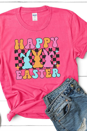 Retro Bunnies Happy Easter Short Sleeve Relaxed Fit T-Shirt - Wholesale Accessory Market