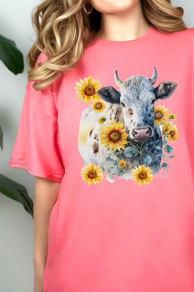 Sunflower Heifer Short Sleeve Relaxed Fit T-Shirt - Wholesale Accessory Market